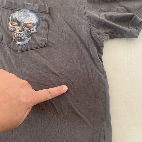 Ohio Bike Week Skull Print Y2K Grunge T Shirt Men Size M Color Black With Flaws‎ - Picture 13 of 16